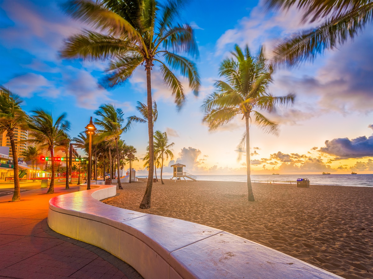 848202718 Fort Lauderdale Beach, Florida, USA at dawn.